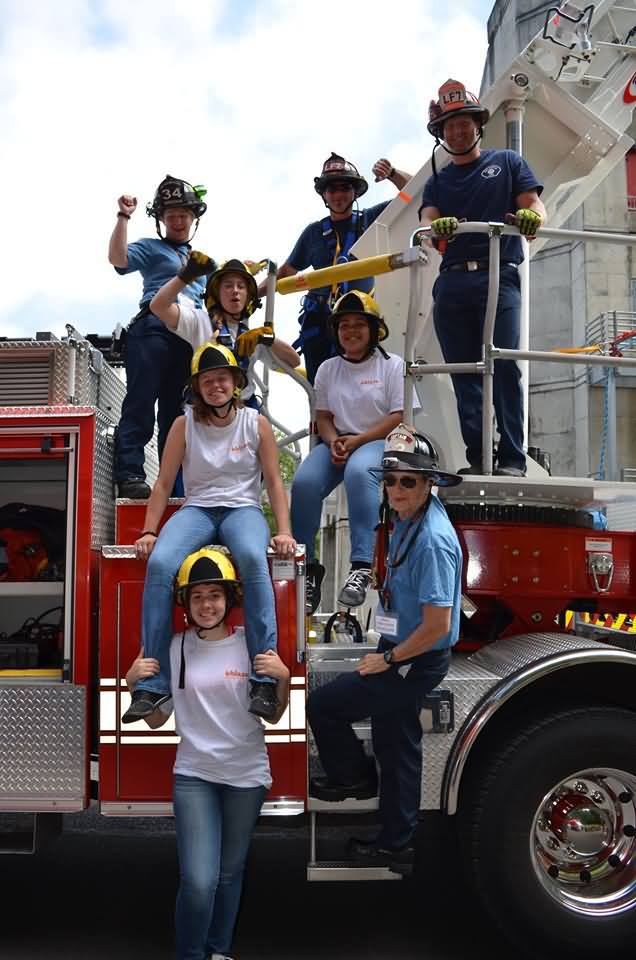 Women training to be firefighters